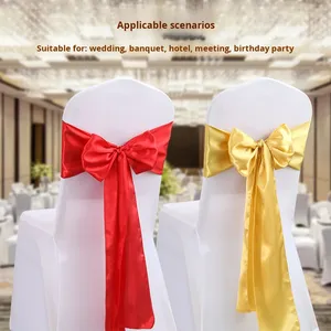 Penutup Kursi Hotel untuk Pesta Pernikahan, Hiasan Bunga, Pita, Satin Sash, Anti Debu, Dapat Dicuci dengan Tangan - Product Image 2
