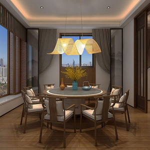 Chinese Style Bamboo Chandelier Oval E27 LED Pendant <b>Light</b> For Living Room Tea House Zen Decor 700x300mm - Product Image 4