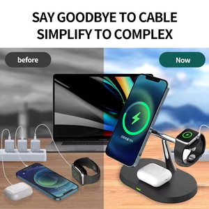 Cargador Inalámbrico Magnético N1 de 15W, Estación de <span class=keywords><strong>Carga</strong></span> 3 en 1 para Teléfonos 15, 14, 13 <span class=keywords><strong>Pro</strong></span> Max, para iWatch y para <span class=keywords><strong>AirPods</strong></span> - Product Image 4