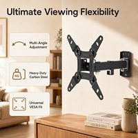 Braket TV Baja 33lbs, Putar, Bergerak Penuh, Dudukan Dinding untuk TV/Monitor 15"-43", VESA Maks. 200x200mm