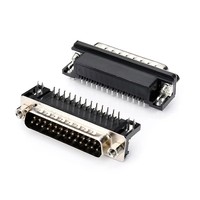 Connecteur DB25P D-SUB 25 broches mâle traversant, en laiton plaqué or, standard DB, pour montage droit sur carte PCB, connecteur de port série