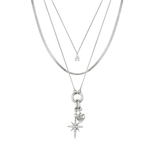 <span class=keywords><strong>Collana</strong></span> Vintage con ciondolo a forma di stella a otto punte con cuore a forma di stella placcata in platino placcato <span class=keywords><strong>argento</strong></span> Sterling alla moda - Product Image 1