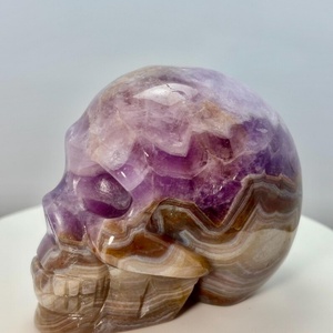 Crâne en Agate Crazy Lace Améthyste Naturelle Sculpté à la Main, Éco-Responsable, Cristal de Guérison, Décoration Feng Shui pour la Maison, Collection Souvenir - Product Image 6