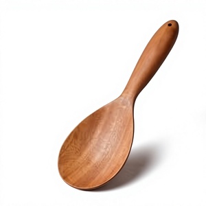 Cuillère de cuisine en bois de haute qualité avec grain de bois naturel, ustensile de cuisine durable et réutilisable pour la cuisine quotidienne et la préparation des aliments - Product Image 1