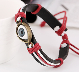 Pulsera de cáñamo de cuero con abalorio de ojo de aleación de moda, pulsera de cuerda de cera de cuero de ojo del <span class=keywords><strong>diablo</strong></span> Popular de alta calidad, regalo - Product Image 5