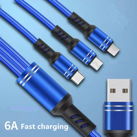 Câble de charge USB super rapide 3 en 1 de 1,2 m 6A pour Micro Type C USB vers Type C Câble de charge rapide USB