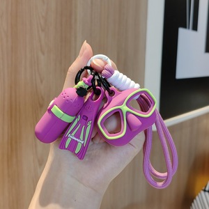 Porte-clés PVC souple style minimaliste créatif, motif plongée, bouteille d'oxygène, palmes et lunettes de plongée, breloque couple, pendentif sac, petit cadeau - Product Image 6