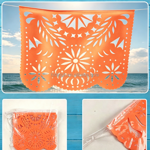 Pancarta de Plástico Decorativa para <span class=keywords><strong>Fiesta</strong></span> Mexicana de <span class=keywords><strong>la</strong></span> Cosecha de Maíz, Papel Picado Naranja, <span class=keywords><strong>Fiesta</strong></span> de <span class=keywords><strong>la</strong></span> Cosecha - Product Image 5