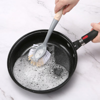 DS4044 Brosse à vaisselle de cuisine pour le nettoyage des casseroles Brosse à vaisselle à poils rigides avec grattoir Brosse à vaisselle