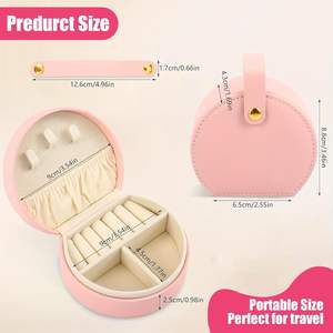 Estuche de Viaje Pequeño Blanco para Joyas al por Mayor, de Cuero PU con Asa y Cierre de Botón, para Guardar Anillos, Pendientes y Collares de Niñas - Product Image 2