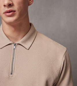 पुरुषों के लिए ग्रीष्मकालीन कस्टम पुराने पैसे शैली के कपड़े यूरोप स्ट्रीट पहनने वाली क्वार्टर जिपर गोल्फ शर्ट - Product Image 2