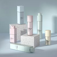 Flacon pompe sans air en PP pour lotion cosmétique, emballage de soins de la peau, flacon personnalisé 15ml 30ml 50ml, cartons, mini flacons cosmétiques dorés AS/PP