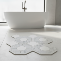 Carreaux de mosaïque torsadés en marbre blanc pour murs et sols intérieurs de villas modernes