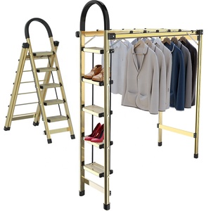 Escabeau multifonctionnel domestique échelle de séchage réglable en alliage d'aluminium à chevrons <span class=keywords><strong>escalier</strong></span> escabeau pliant - Product Image 1