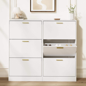 Ingresso Moderno con Scarpiera Nascosta Ultra Sottile e Stretta, Contenitori Indipendenti con Espositore Superiore, Armadietti <span class=keywords><strong>in</strong></span> <span class=keywords><strong>Legno</strong></span> - Product Image 4