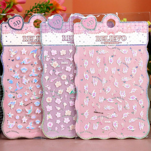 Adesivi per Unghie 5D in Rilievo Impermeabili, Stile Carino Fatto a Mano con Farfalle, Fiori, Luna, <span class=keywords><strong>Stelle</strong></span> e Cuori per Bambini - Product Image 2