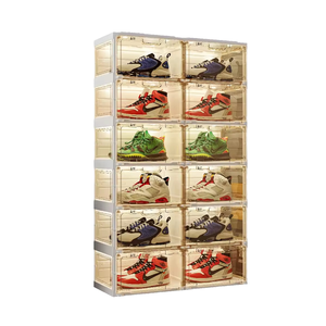 Lavinia épaissi ménage ouverture avant chaussures de <span class=keywords><strong>basket</strong></span>-ball talons hauts Simple étagère à chaussures magnétique pliant boîte à chaussures boîte de rangement - Product Image 1