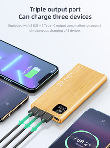 Mới nhất Sạc nhanh PD 22.5W di động xách tay sinh thái thân thiện tre đèn LED mỏng bằng gỗ Powerbank 10000mAh gỗ ngân hàng điện - Product Image 6