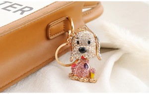 Dễ Thương Lấp Lánh Kim Cương Con Chó Con Kim Loại Móc Chìa Khóa Động Vật Con Chó Bling Pha Lê Rhinestone Keychain Ví Túi Xách Charms Mặt Dây Chuyền Treo - Product Image 3