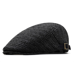Tùy chỉnh ký hợp đồng PP nhựa dệt rơm phụ nữ người đàn ông Beret Newsboy mũ phẳng Ivy hat - Product Image 3