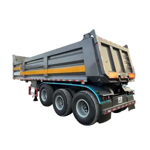 Remolque de volquete trasero de acero inoxidable 3 Tri Axle 50 60 Camión volquete Semi Dumper Remolque basculante para la venta