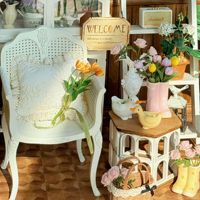 Chaise en résine imprimée en 3D miniature à l'échelle 1/12, scène de restaurant rétro, accessoires de maison de poupée Maileg
