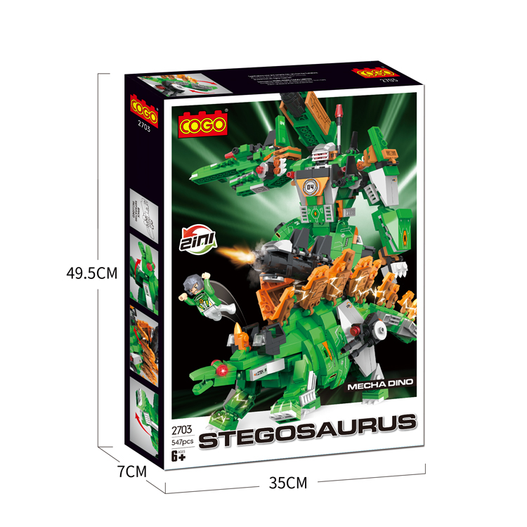 COGO 517 PCS Stegosaurus Mecha Warrior Dinosaur Model