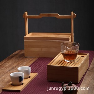 <b>Bamboo</b> Tea Storage Box Rectangle Portable Tea Set <b>Container</b> Household Use - Product Image 5
