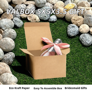 ValBox 5x5x3.5 Brown Kraft Paper Gift <b>Boxes</b> 20 PCS <b>Lids</b> <b>Small</b> Bridesmaid Wedding Crafting Recyclable Easy Assemble <b>with</b> Ribbon - Product Image 2