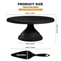 Support à gâteau sur mesure de grande taille 12 pouces avec spatule à gâteau, support rond en fibre de bambou pour cupcakes, support à dessert, support de décoration de gâteaux