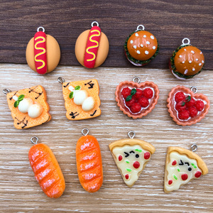 Adorno de resina con forma de panecillo de hamburguesa y hot dog, redondo, hecho a mano, accesorios de joyería DIY para decoración navideña, regalo. - Product Image 1