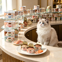 Friandises Gourmandes pour Chats en Conserve, Riches en Protéines, Sans Sucre, Sans Céréales, Saveurs Variées (Poulet, Bœuf, Saumon, Pudding au Lait, Peau)
