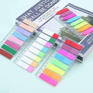 Multicolor Index Tabs Memo Pad <b>Sticky</b> <b>Notes</b> Ruler Fluorescent Adhesive Page Markers Office School Stationery Document - Product Image 1