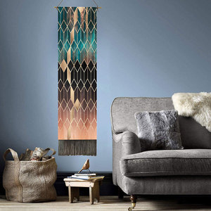 Abstract Macrame Colorful Phases Tapestry Wall Hanging Cloth With Tassels und Stick Bedroom Art Painting Decoration 12.8 x51inch - Product Image 2
