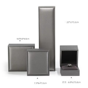 Boîte à bijoux rectangulaire en cuir PU personnalisée, faite à la main, <span class=keywords><strong>avec</strong></span> logo, pour colliers et bagues, boîte à bijoux argentée, vente chaude - Product Image 5