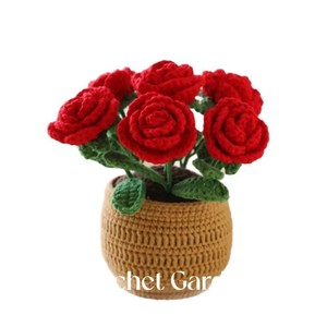 Fatto a mano grande uncinetto filato di lana fatto a mano positivo uncinetto <span class=keywords><strong>girasole</strong></span> rosa tulipano Dimentica Me non in vaso fiore regalo per la festa della mamma - Product Image 5