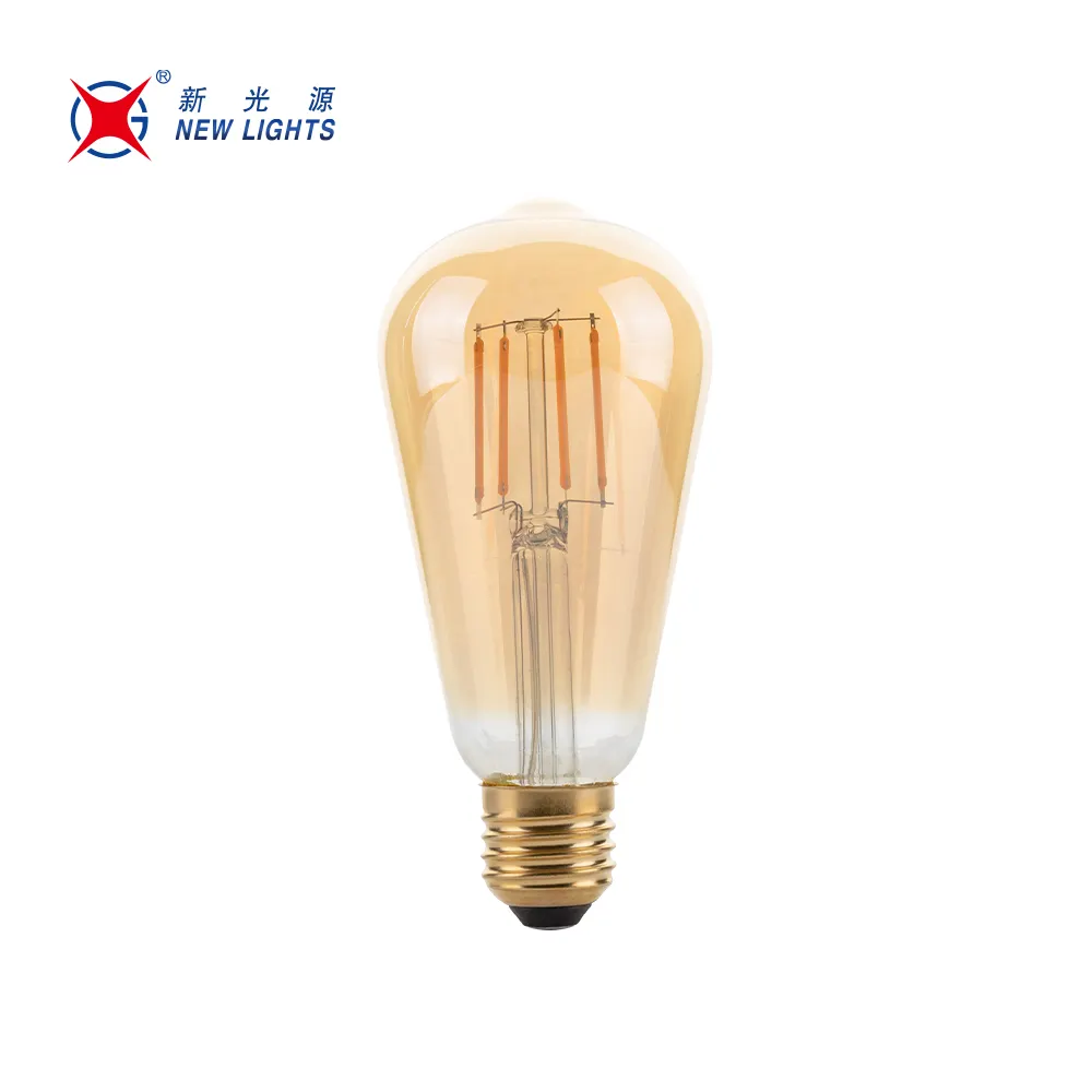 ST64 Led Filament Bulb Dimmable 2W 4W 6W 8W Vintage Led Light Bulb 60W Equivalent 2200K Clear Glass LED Edison Bulb