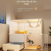 Cage à chat de luxe à deux étages avec bac à litière intégré, conception en maille renforcée extra-large, sans fermeture, pour usage domestique en intérieur