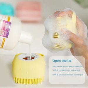 <b>Dog</b> Cat Soft Silicon Shampoo Shower Pet Grooming <b>Bath</b> Massage Brush With Soap Dispensing Scrubber - Product Image 2