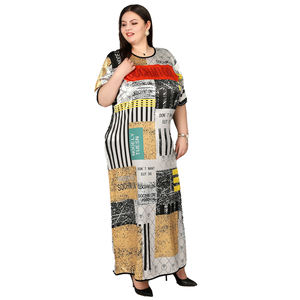 Stile europeo e americano 2022 estate abbigliamento donna manica corta stampa <span class=keywords><strong>Puzzle</strong></span> retrò Plus Size seta Allure modesto <span class=keywords><strong>Maxi</strong></span> Abaya - Product Image 2