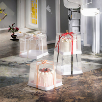 Boîte en plastique transparente jetable de 4 pouces pour emballage de gâteau carré, idéale pour gâteau au fromage, mousse aux fraises