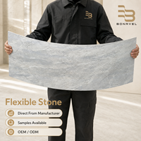 Panneau mural flexible en pierre blanche 3D, résistant au feu, imperméable, ultra-fin, revêtement mural MCM pour l'intérieur et l'extérieur