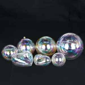 Yonci esfera acrílica colorida galvanizada, esferas ocas transparentes grandes de plástico