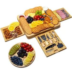 Cheese Charcuterie Board Luxe Set With Wine Accessories Cheese Cutting Tray Large Charcuterie Boards And Knife Set