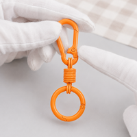 Porte-clés couleur bonbon avec mousqueton, crochet et anneau rond à ressort, clip pivotant pour breloque de sac et accessoires de porte-clés