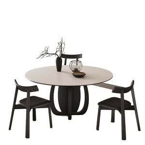 Ensemble <span class=keywords><strong>table</strong></span> et chaises de salle à manger vintage en <span class=keywords><strong>bois</strong></span> massif, convertible, avec plateau en pierre, mobilier de maison au design moderne et épuré - Product Image 5