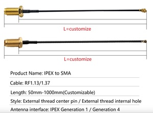 CYXTEK SD Aangepaste RF1.13 Vrouwelijke IPX4 Verguld Waterdichte Laagverlies 50W <span class=keywords><strong>RF</strong></span> Coaxiale Kabelverlenging Communicatie Verticaal - Product Image 4