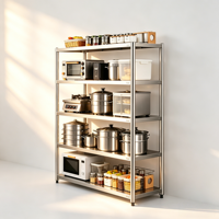 Étagère de rangement à 4 niveaux en acier inoxydable, étagère commerciale polie, pieds réglables pour cuisine et entrepôt
