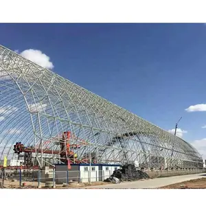 Cobertizo de almacenamiento de carbón con estructura de acero resistente a la nieve y el viento de gran envergadura