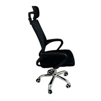 Chaise de bureau ergonomique de direction avec dossier haut en maille, support lombaire et appui-tête, chaise pivotante professionnelle en tissu pour ordinateur